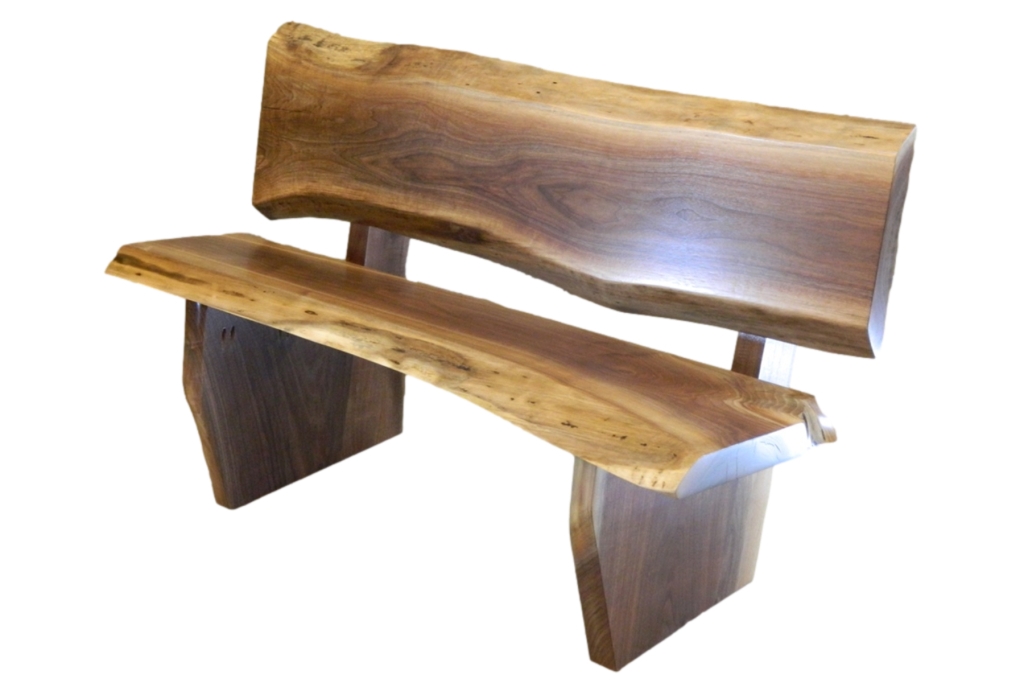 Bench featuring Slab Legs and Walnut Wood Finish