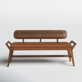 Bench Ribbed Apron Geometric Arms Pill-Shaped Backrest