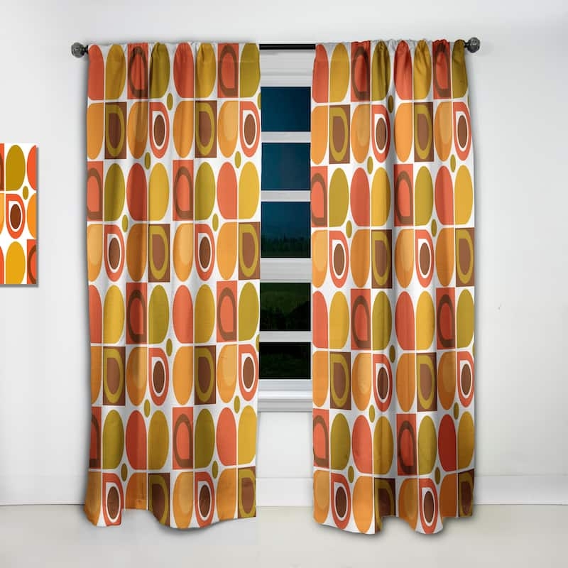 Blackout Curtains Teardrop Motif Olive Green 70s Style Blackout Panels