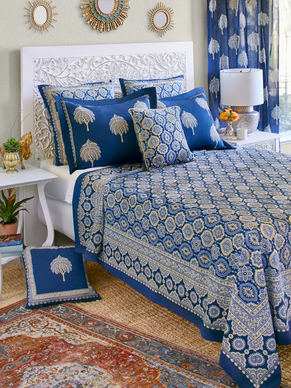 Bohemian Bedspread Indigo Gold Indigo Gold Medallion Bedding