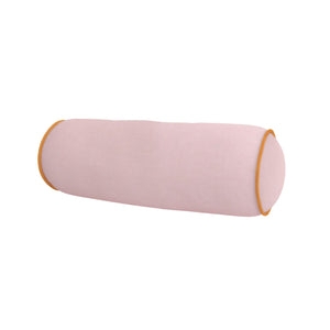 Bolster Pillow Blush Velvet Ochre Yellow Piping Detail