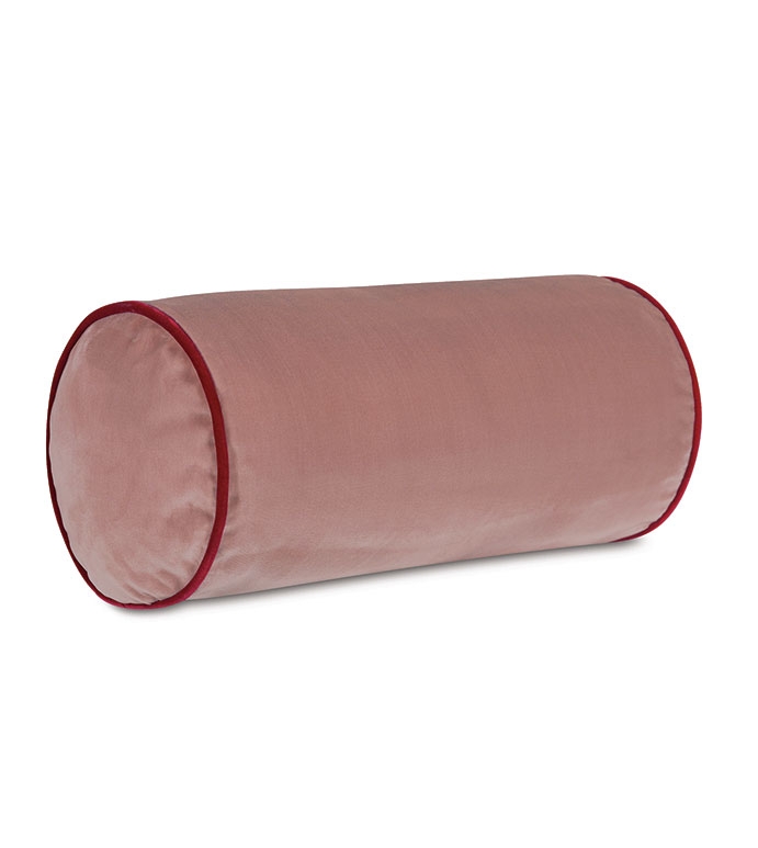 Bolster Pillow Dusty Pink Velvet Contrast Piping Cushion
