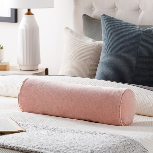 Bolster Pillow Dusty Rose Velvet Cylindrical Support
