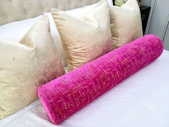 Bolster Pillow Multi-Tonal Weave Fuchsia Pink Support