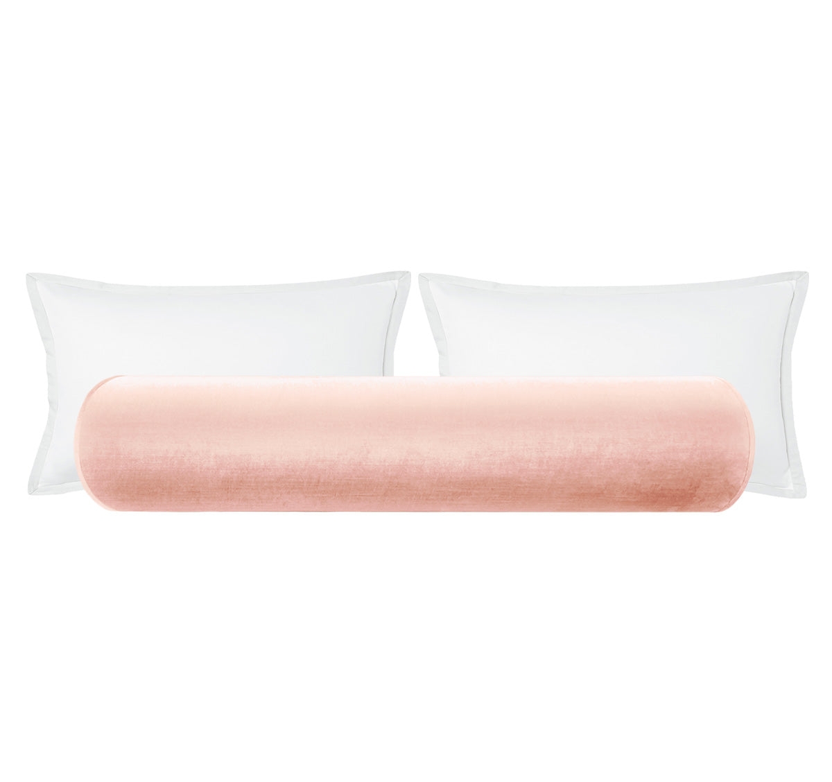 Bolster Pillow Pink Peony Velvet Extra Long Cylinder