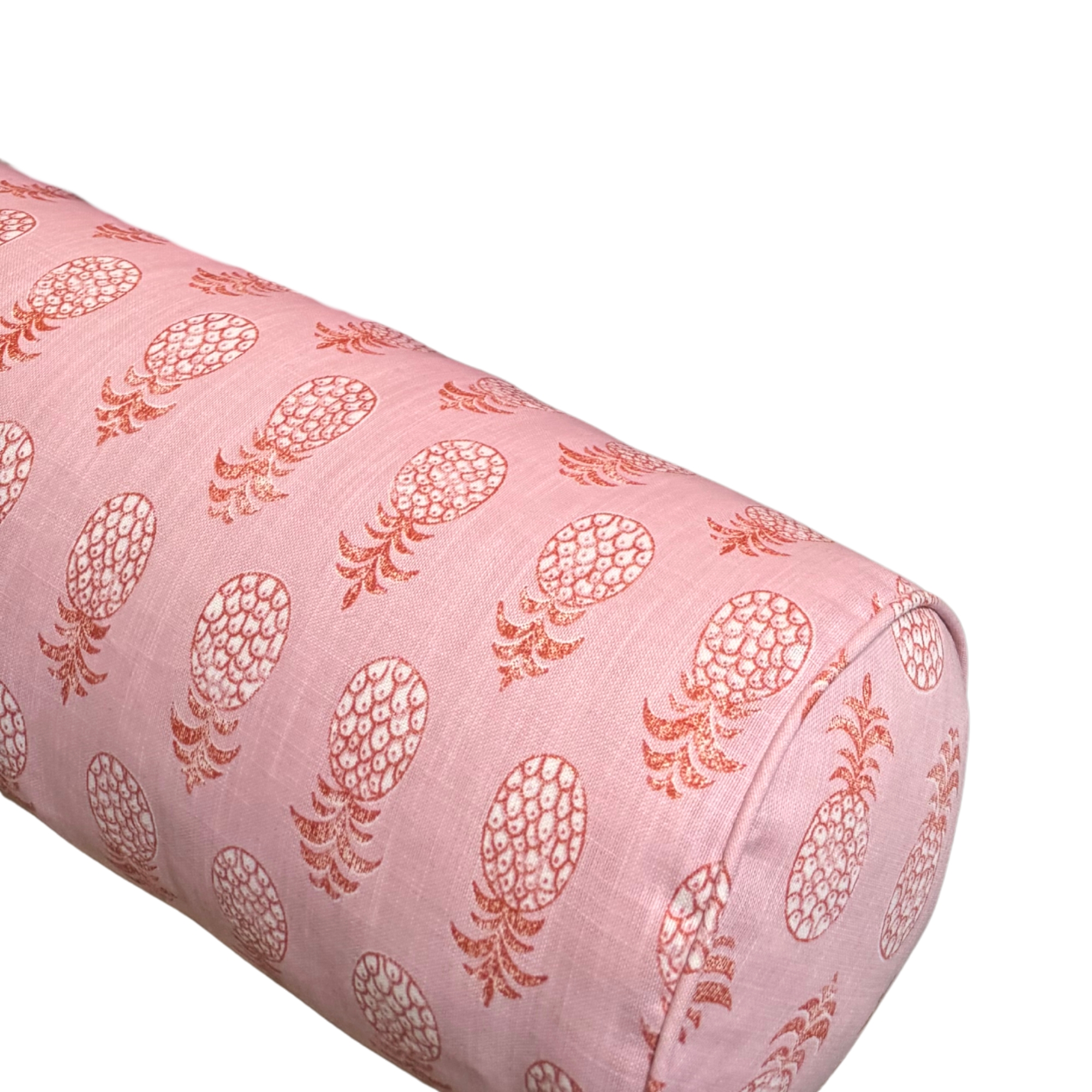 Bolster Pillow Pink Pineapple Pattern Tropical Accent
