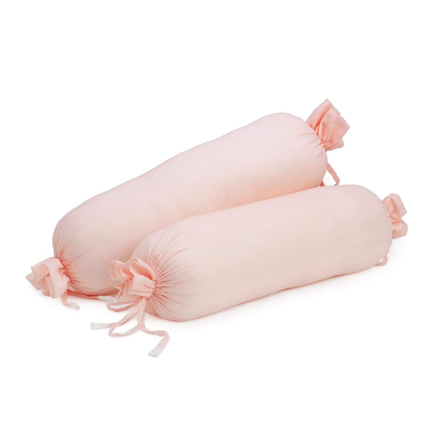 Bolster Pillows Cotton Set With Ribbon Ties and Ruffles