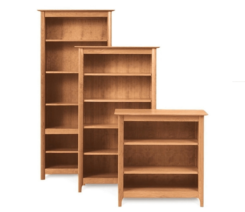 Bookcase Set With Graduated Heights and Tiered Wooden Bookcases