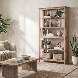 Bookcase With Slatted Side Panels In Slatted Wood Bookcase Decor