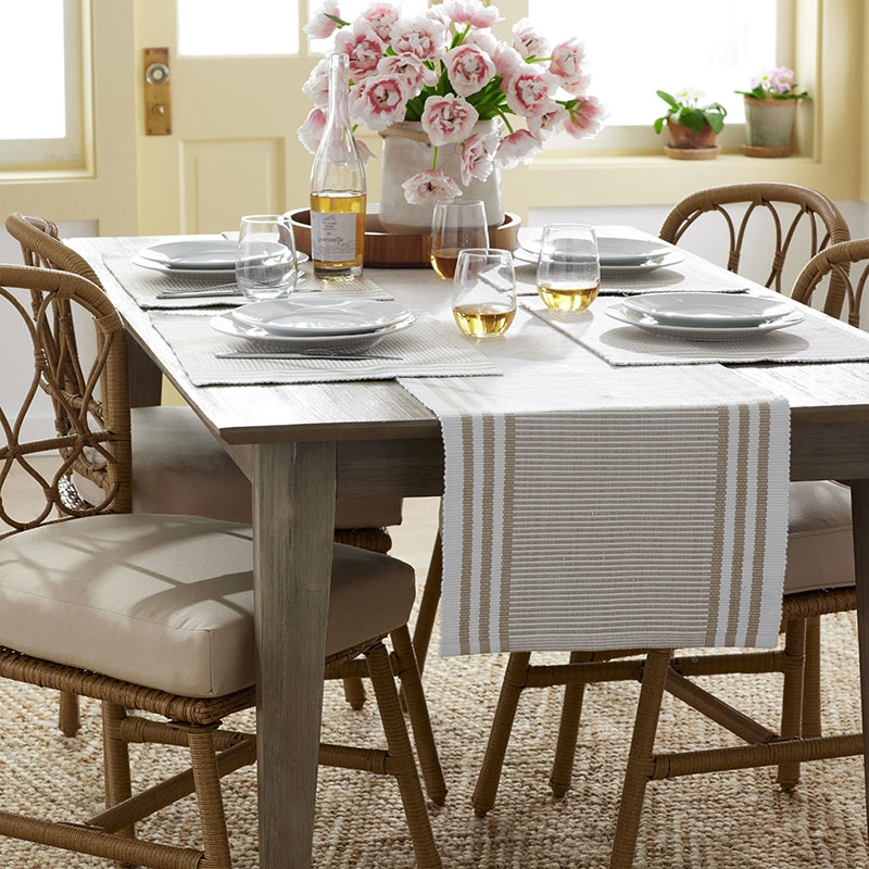 Border Table Runner: Woven Texture Neutral Tones
