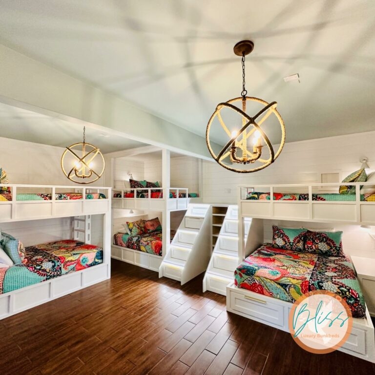 Built-In Bunk Beds: Shiplap Walls and Integrated Stair Lighting