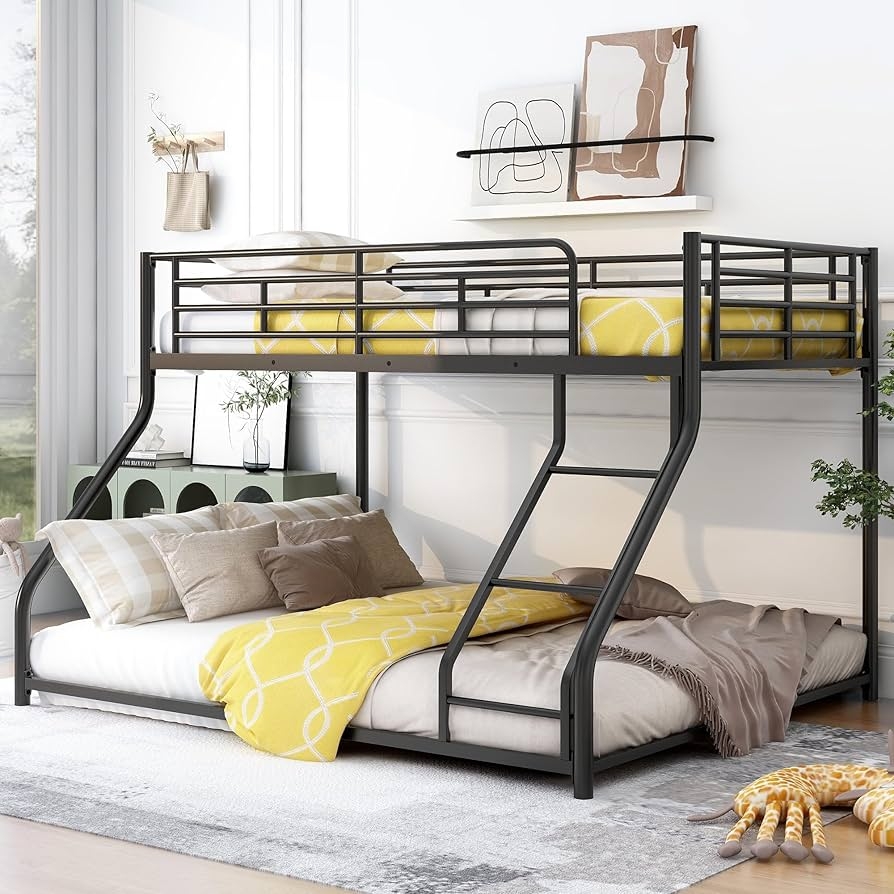 Bunk Bed: Floor Twin XL Over Queen Low Profile Metal