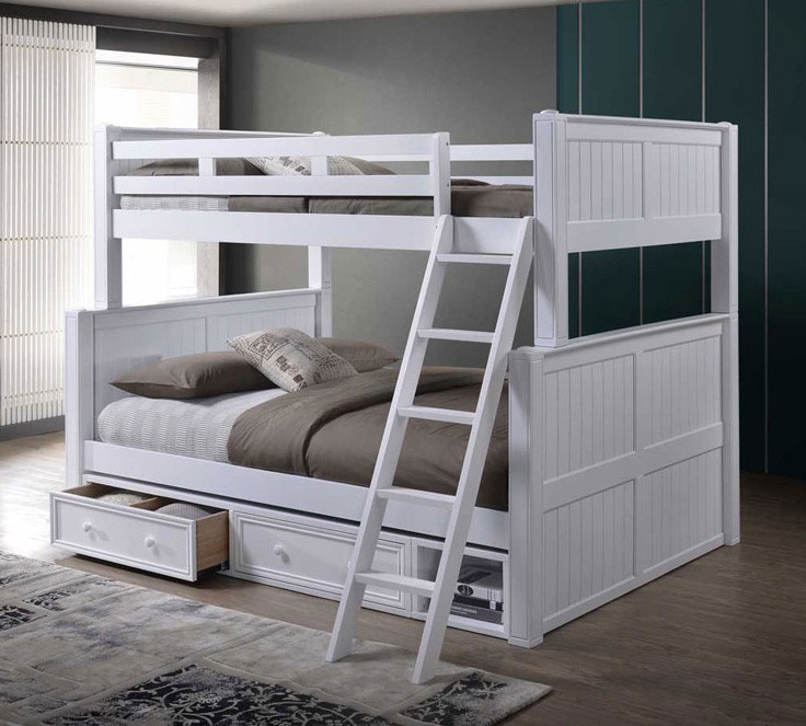 Bunk Bed: Full XL Over Queen Bunk Bed with Slanted Ladder