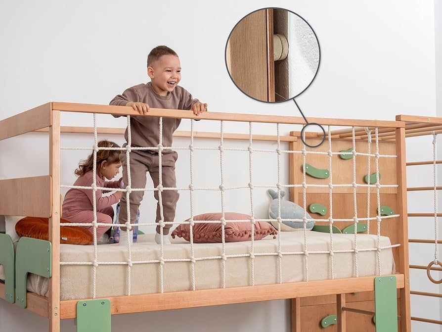 Bunk Bed Gym Climbing Wall and Rope Safety Net Design