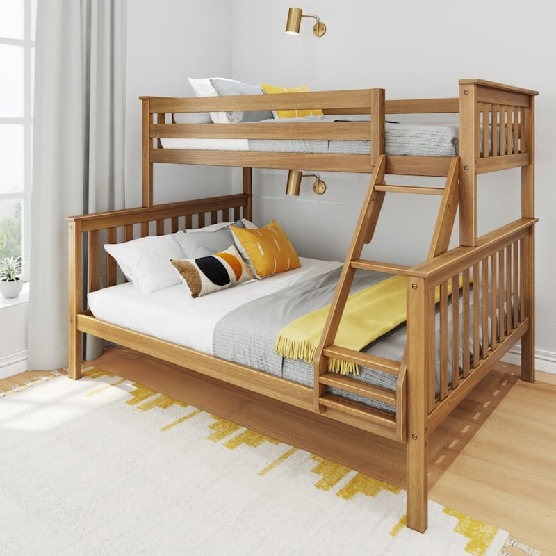 Bunk Bed: Honey Wood Finish Twin XL Over Queen Bunk