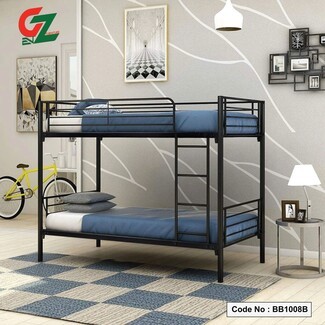 Bunk Bed: Minimalist Matte Black Metal Frame Bed