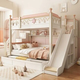 Bunk Bed: Princess Castle Motif With Integrated Bunk Bed Slide