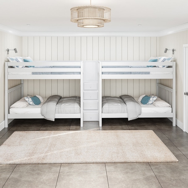 Bunk Bed: Quadruple Queen Layout Painted White Finish