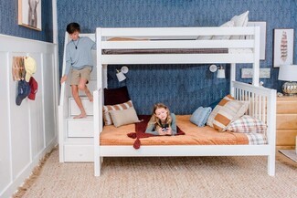 Bunk Bed: Staircase Drawers Queen Size Bunks White Painted Finish