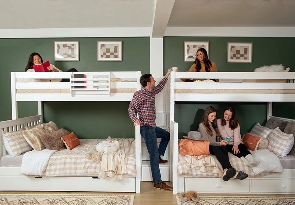 Bunk Bed: Underbed Drawers Crisp Twin Over Queen Set