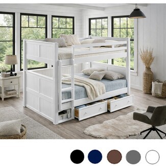 Bunk Bed: Underbed Storage Drawers Queen Over Queen Beadboard Bunk