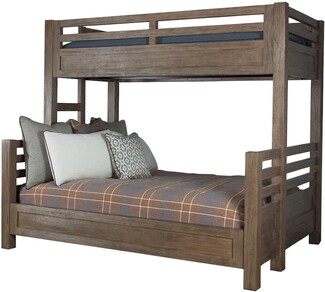 Bunk Bed: Weathered Brown Wood Queen Base Shared Solution