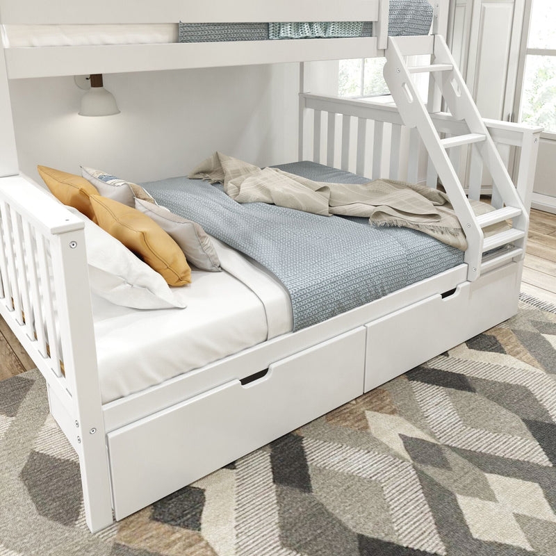 Bunk Bed: White Twin XL Over Queen with Underbed Drawers