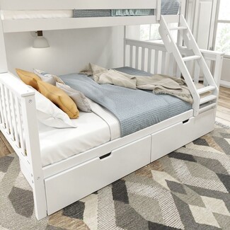 Bunk Bed: White Twin XL Over Queen with Underbed Drawers