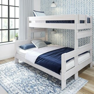 Bunk Bed: Whitewashed Wood Twin XL Over Queen Farmhouse