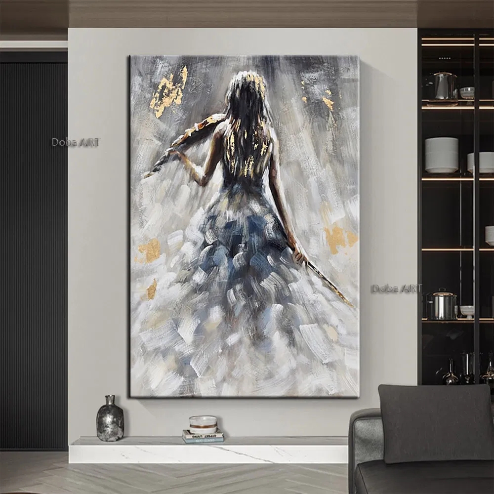 Canvas Art Figurative Abstract Gold Leaf Textured Piece