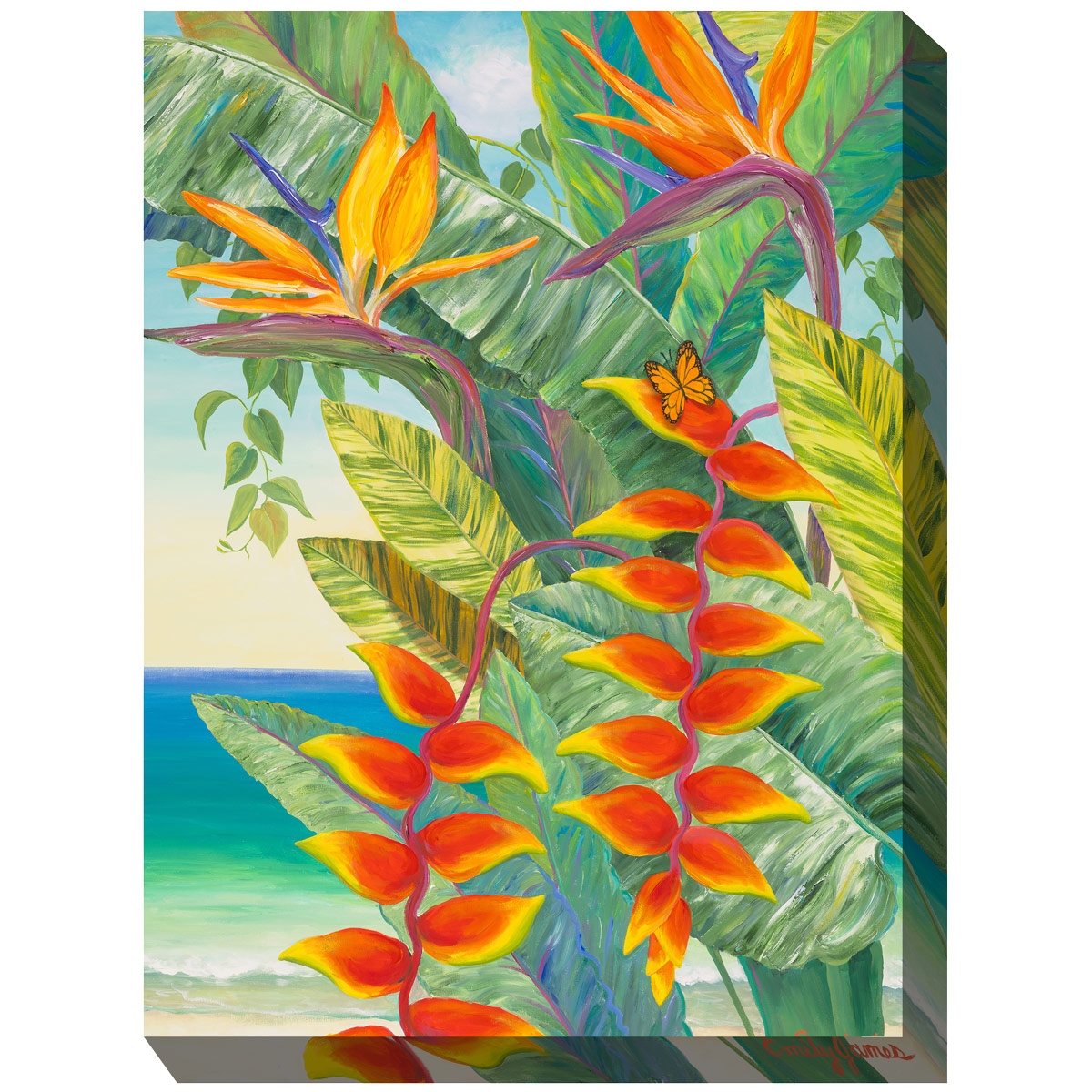 Canvas Art Heliconia Stems Bird Of Paradise Painting