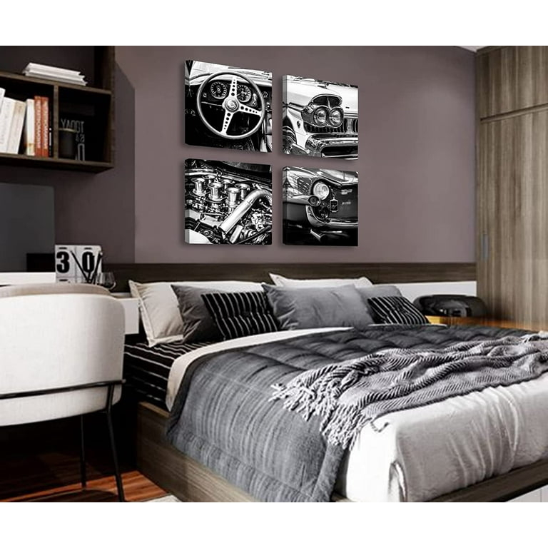 Canvas Art Set Vintage Car Details Square Grid Art