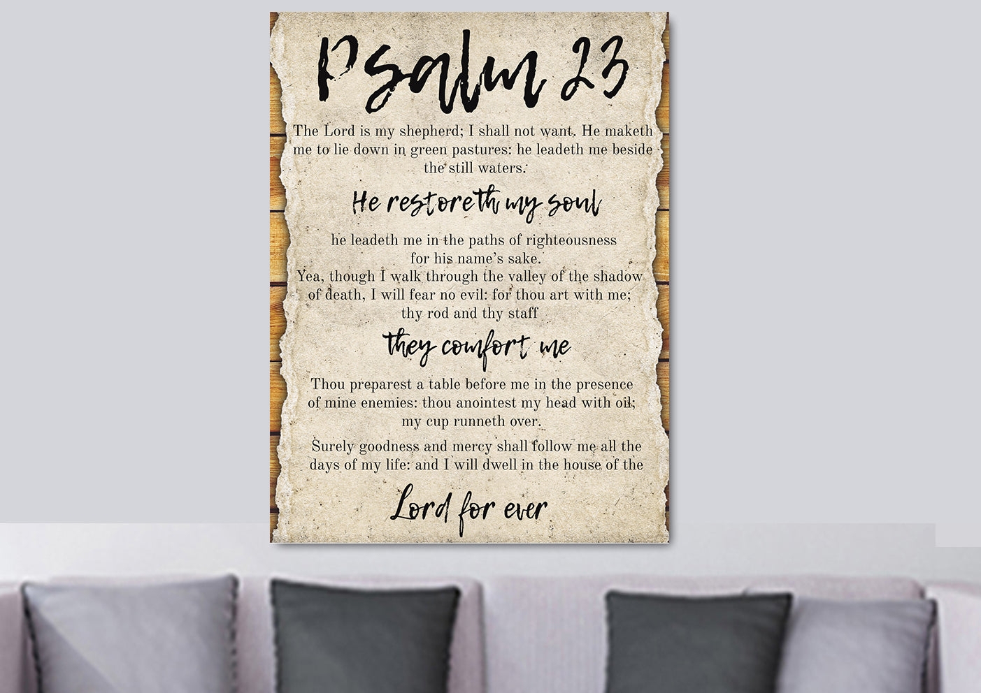 Canvas Print Deckled Edges Mixed Typography Faux Parchment
