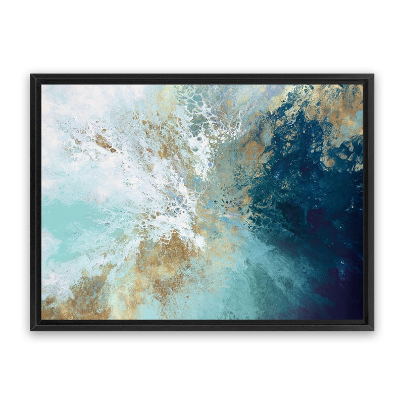 Canvas Wall Art Floating Frame Fluid Cell Patterns Navy Gold Art