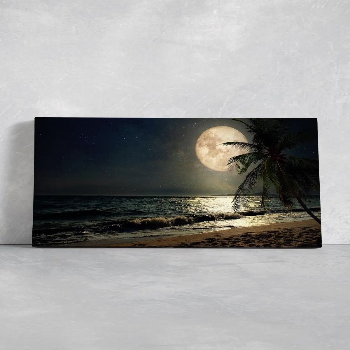 Canvas Wall Art Moon Reflection Frameless Panoramic Beach Wall Art