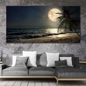 Canvas Wall Art Moonlit Beach Scene Moonlit Beach Canvas Print