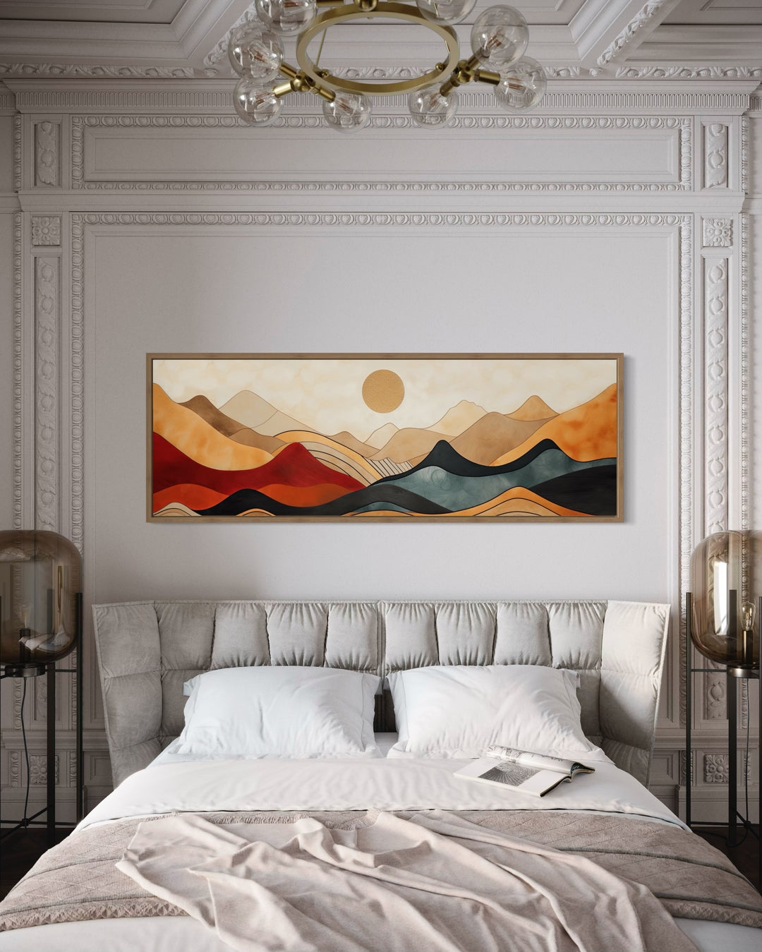 Canvas Wall Art Mountain Range Pattern Terracotta Mountain Decor