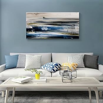 Canvas Wall Art Navy Palette Horizontal Navy Abstract Art