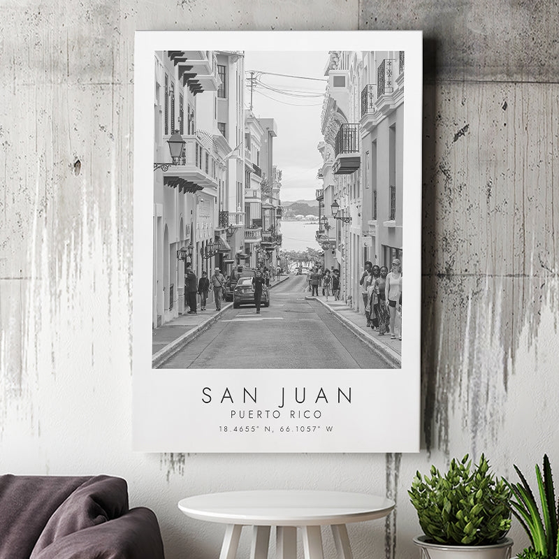 Canvas Wall Art Topographic Coordinates San Juan Cityscape