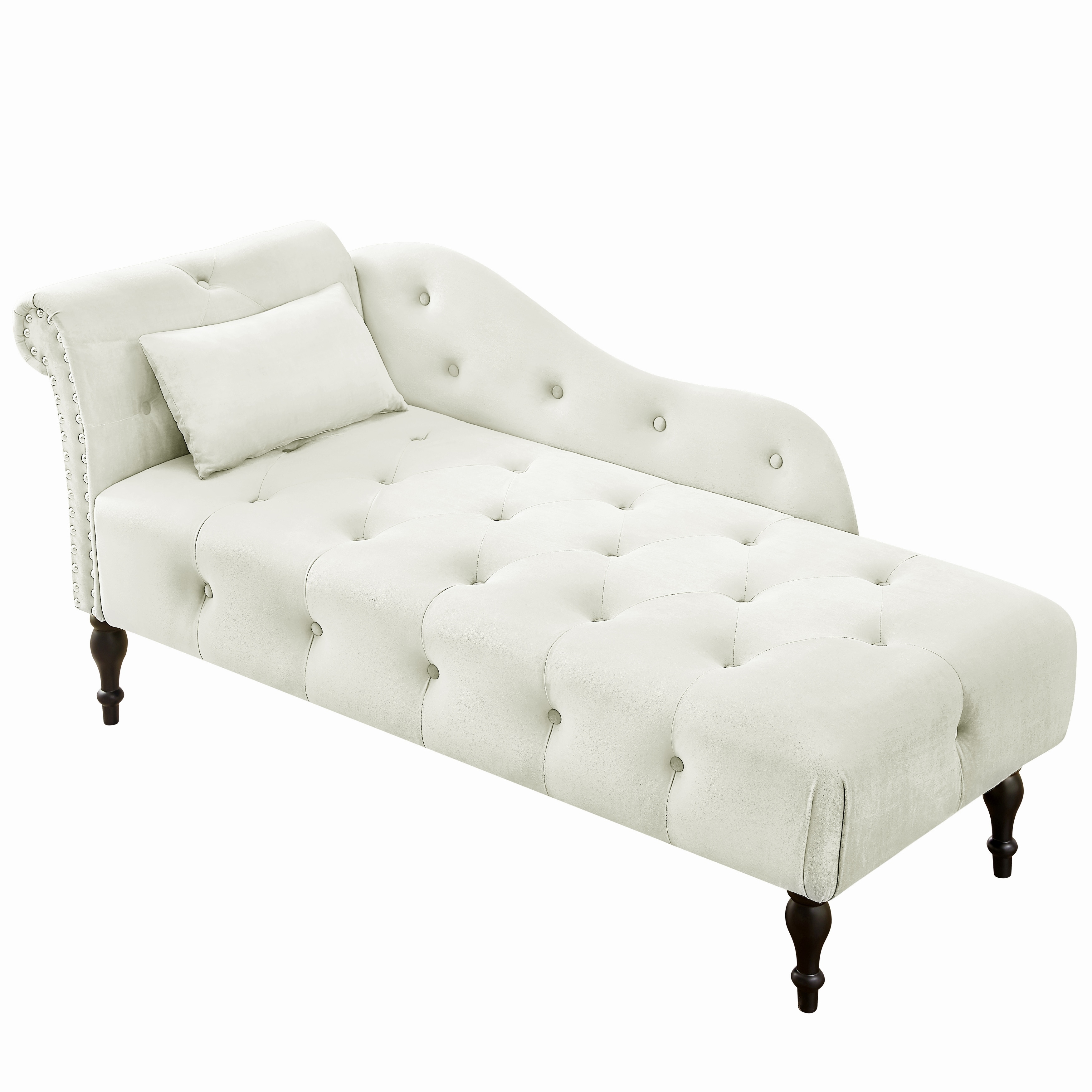Chaise Longue Button Tufted Design Ivory Tufted Chaise
