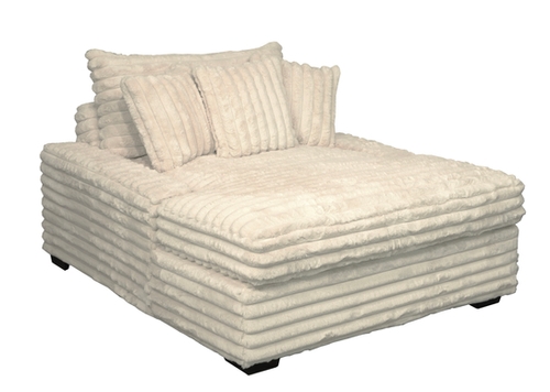 Chaise Lounge: Ivory Horizontal Ribbing Oversized Proportions