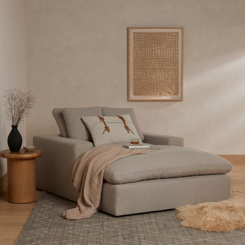 Chaise Lounge: Stone Grey Plush Deep Seat Reading Nook