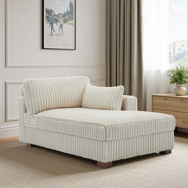 Chaise Lounge: Vertical Ribbing Plush Corduroy Indoor Daybed