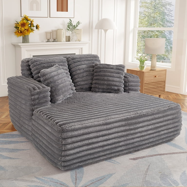 Chaise Lounge: Wide Ribbed Corduroy Floor Hugging Profile