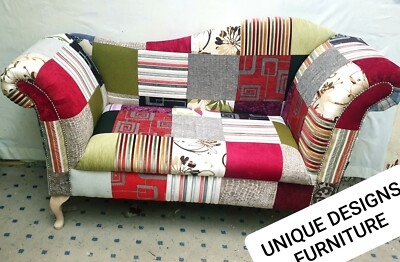 Chaise Lounge with Asymmetric Back and Red Patchwork Style
