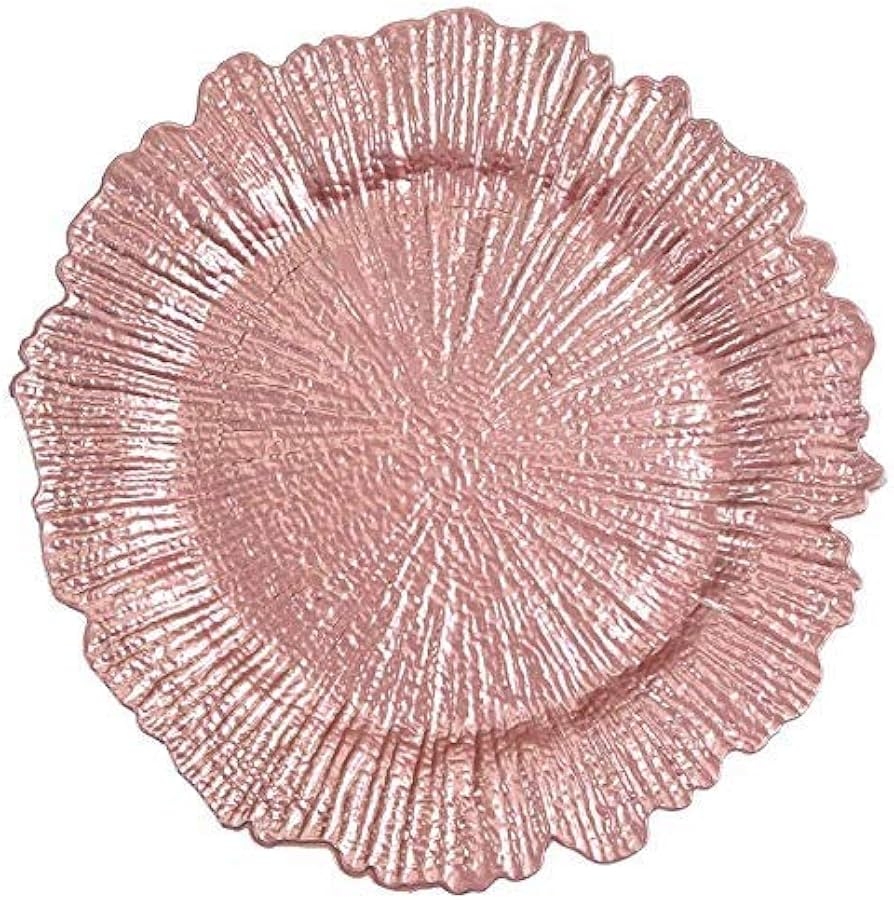 Charger Plate: Metallic Rose Gold Reef Texture Glam Decor