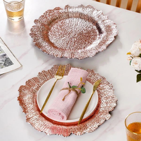 Charger Plate: Rose Metallic Reef Edge Acrylic Decor