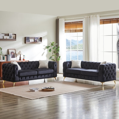 Chesterfield Sofa Charcoal Velvet Texture Charcoal Velvet Sofa Set