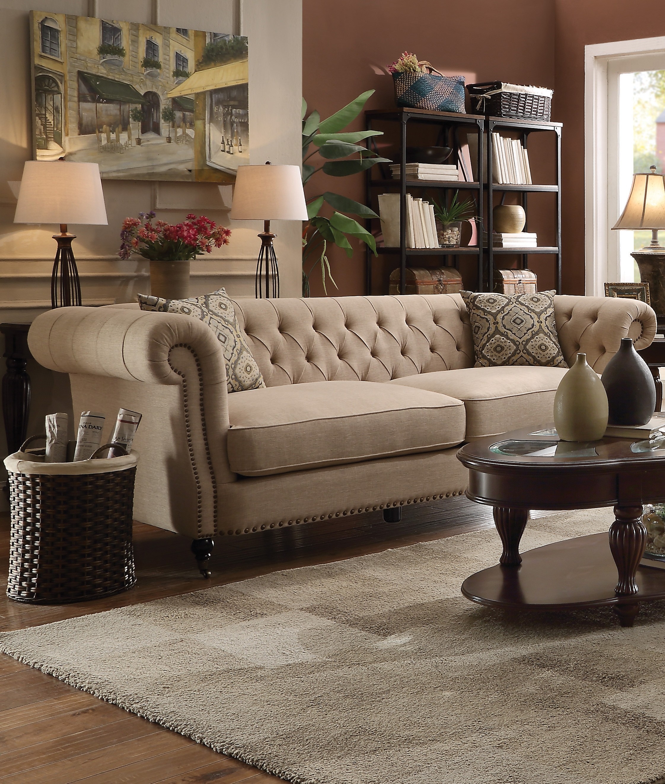 Chesterfield Sofa with Button Tufting Classic Living Room