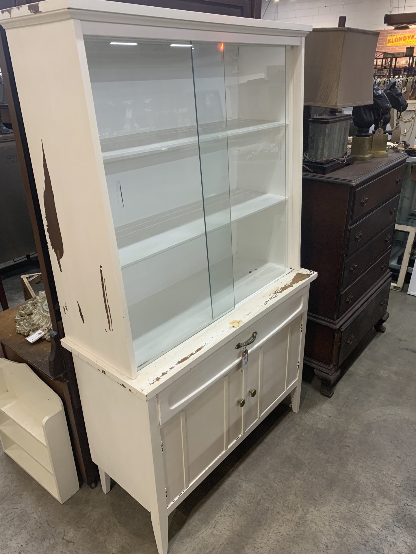 China Hutch | Distressed Painted Finish | Shabby Chic Display